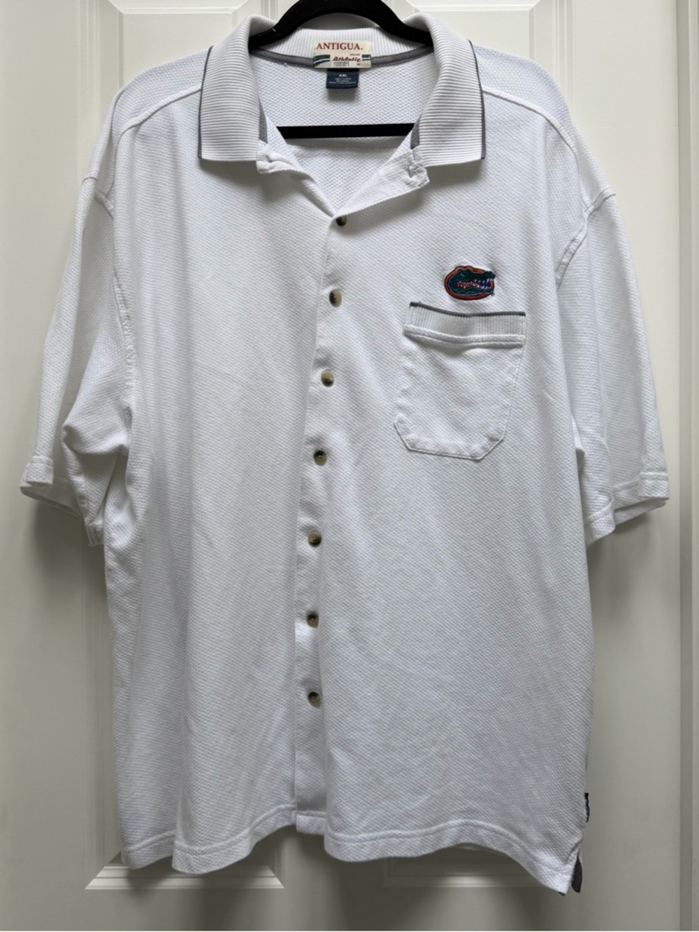 ANTIGUA FLORIDA GATORS FOOTBALL SHORT SLEEVE BUTTON UP COLLARED SHIRT WHITE XXL